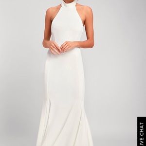 Lulus White Halter Gown - SO flattering!